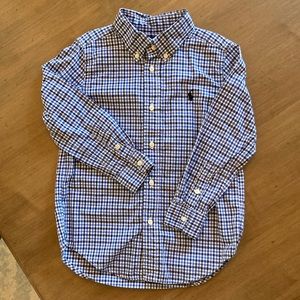 Ralph Lauren Boys’ Blue and White Long-Sleeve Button Down Shirt